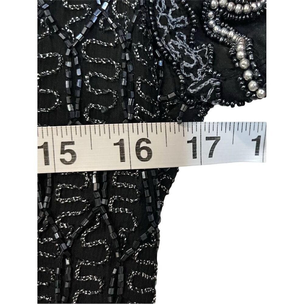 Adrianna Papell Women's Black Beaded Silk Blouse S Party Top Evening Cocktail - Picture 10 of 13